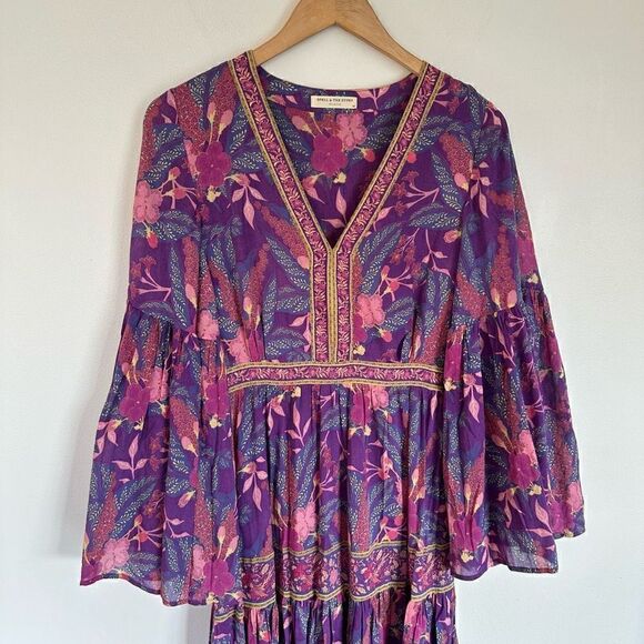 Spell & The Gypsy Collective Bianca Wisteria Purple Organic Cotton Maxi Dress - Picture 6 of 16
